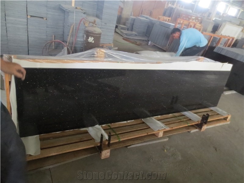 Indian Black Galaxy Polished Gangsaw Slab for Kitc