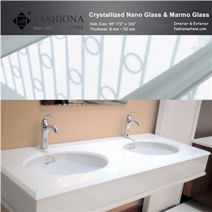 White Nano Glass Bathroom Top