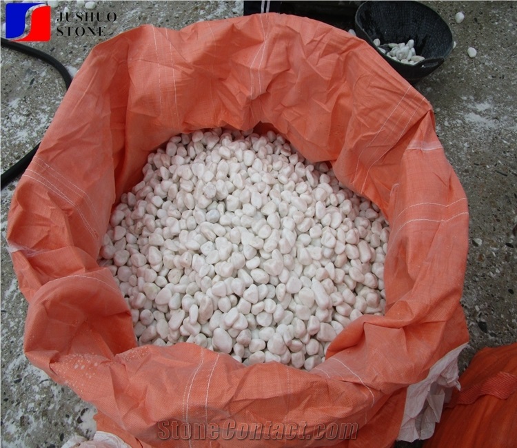 Snow White Marble Tumbled Pebble Stone Walkways