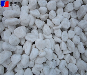 Snow White Marble Tumbled Pebble Stone Walkways