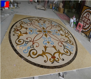 Square Mixed Color Waterjet Medallions Rosettes