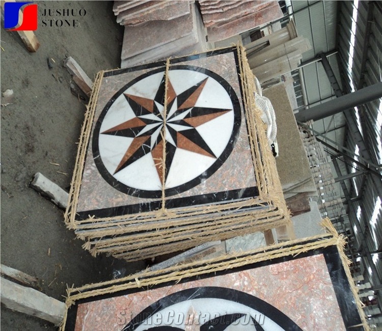 Square White+Black Multicolor Marble Medallions