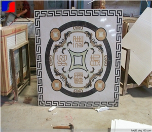 Square White+Black Multicolor Marble Medallions