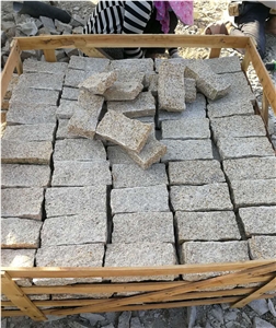 G682 Granite Cube Stone Paver,Rust Sesame China Cobble Stone Landscaping Wall Brick