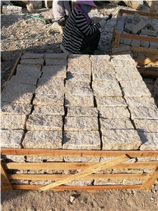 G682 Granite Cube Stone Paver,Rust Sesame China Cobble Stone Landscaping Wall Brick