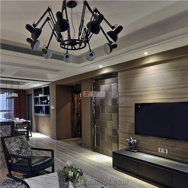 Athens Wooden Grey Marble Flooring Tile Layout