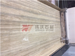 Big Honed Filled Surface Silver Travertino Slab