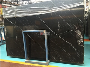 Black and White Marble Nero Black Marquina Slab