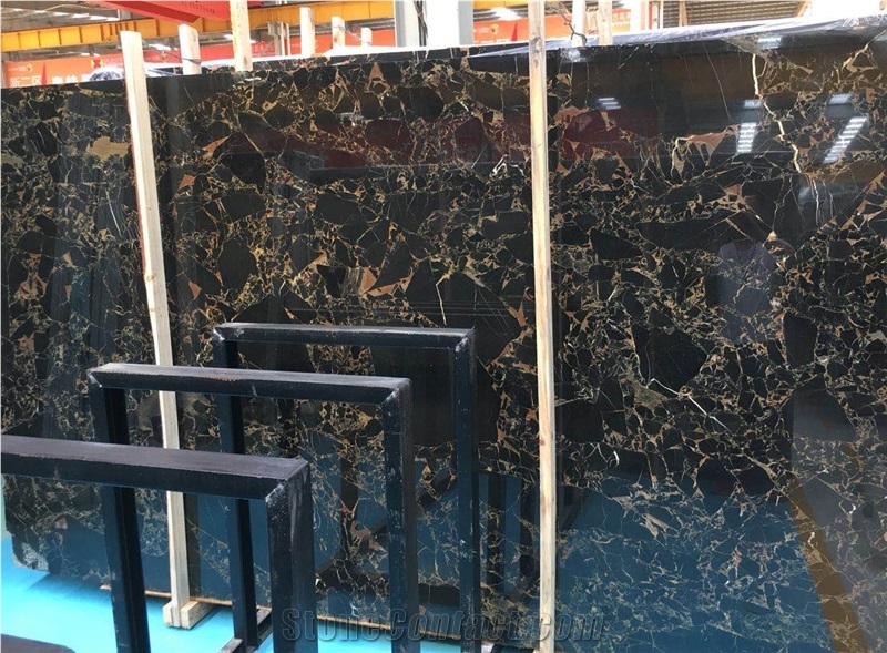 Black Portoro Gold Marble Slab