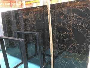 Black Portoro Gold Marble Slab