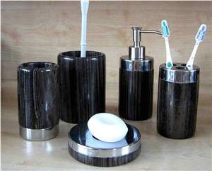 Black Wooden Marble Toilets Bathroom Accessories