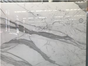 Bookmatching Calacatta White Marble Pattern Slab