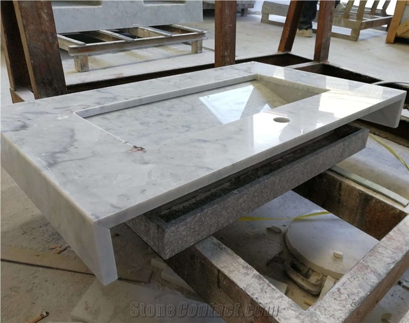 Carrara Marble Countertop with Sink for Bathroom