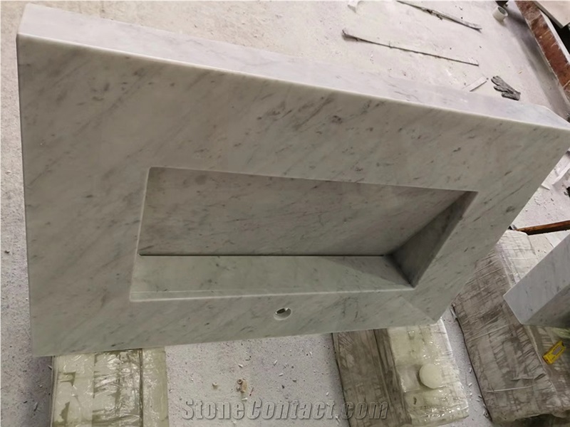 Carrara Marble Countertop with Sink for Bathroom