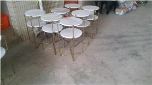 Carrara White Marble Round Table Top and Chair Top