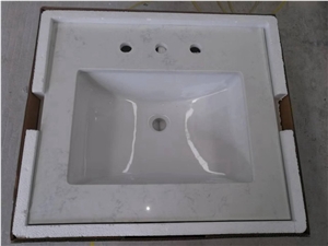 Carrara White Quartz Stone Bathroom Vanity Tops