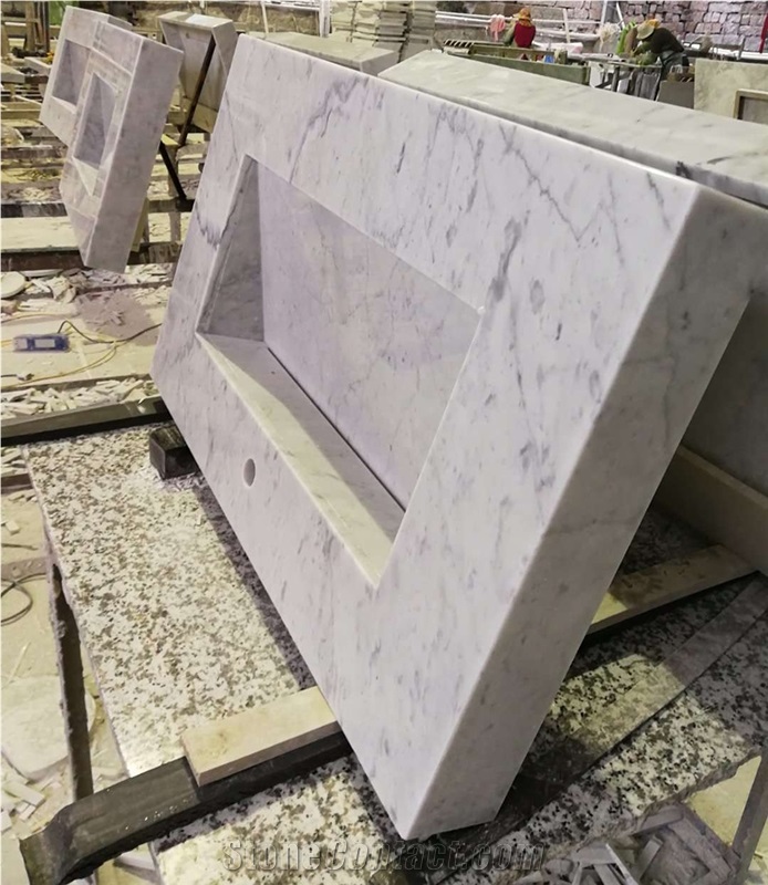 Carrera White Marble Master Bath Vanity Tops