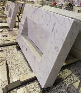Carrera White Marble Master Bath Vanity Tops
