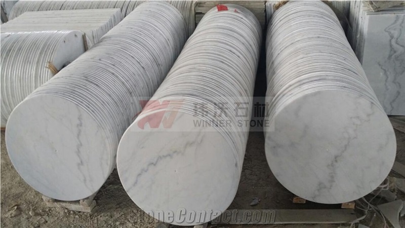 China Bianco Carrara Marble Round Table Tops