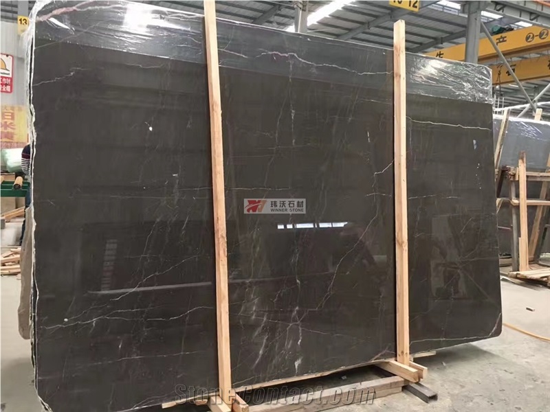 China Dark Brown Polished Marble Moose Cafe Slab