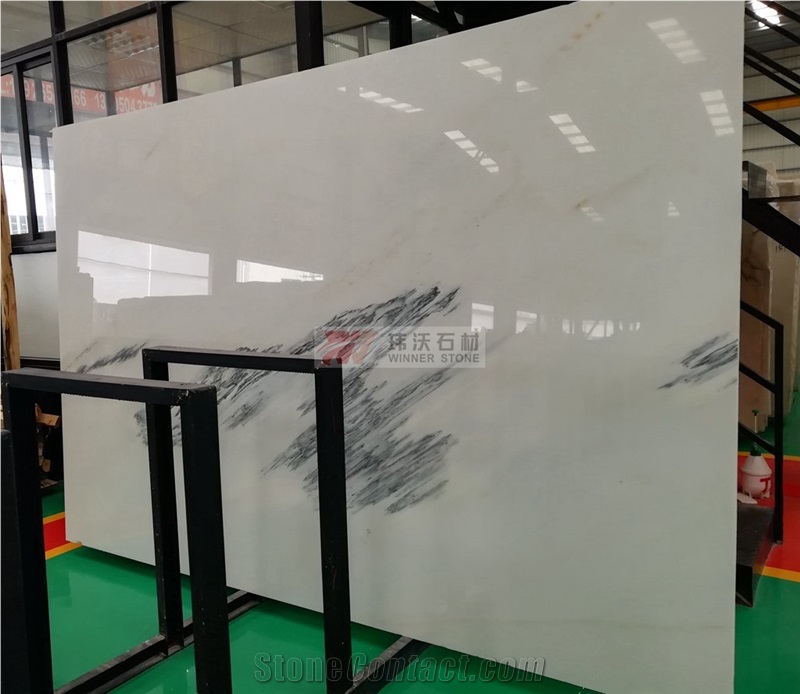 China Galaxy White Marble Slabs Less Black Veins