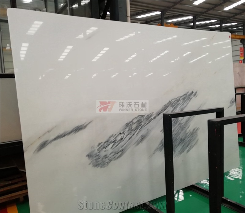 China Galaxy White Marble Slabs Less Black Veins