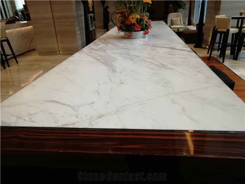 Commercial Register Volakas White Marble Desk Top