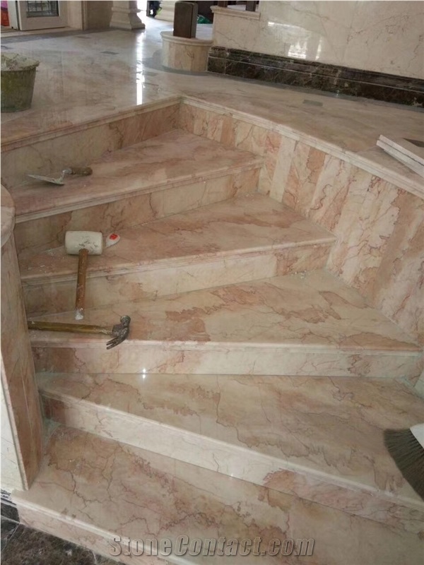 Cream Rose Marble Slabs Wall Cladding Tiles