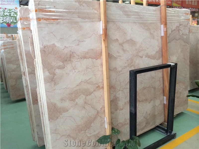 Cream Rose Marble Slabs Wall Cladding Tiles