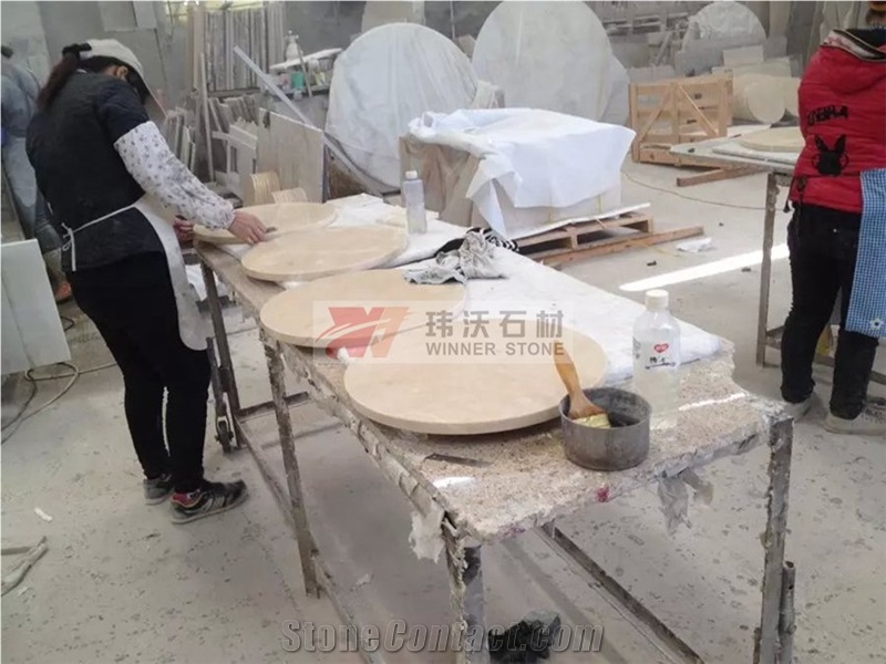 Crema Marfil Marble Precut Round Bar Top