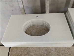 Crystal Pure White Jade Bathroom Vanity Countertop