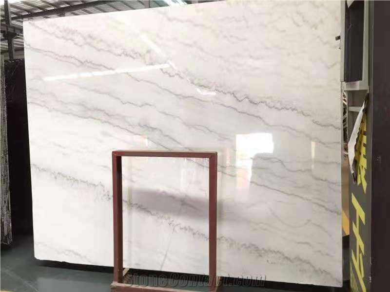 Diagonal Vein China Kwong Sal White Marble Slab