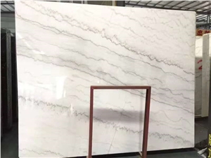 Diagonal Vein China Kwong Sal White Marble Slab