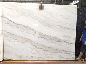 Diagonal Vein China Kwong Sal White Marble Slab