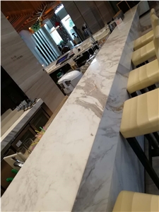 Fabricate Hotel Jazz White Marble Desk Counter Top