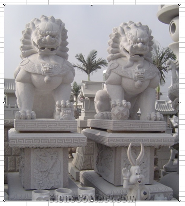 Lion Statue Light Grey Granite G603 Animal Stone