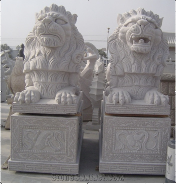 Lion Statue Light Grey Granite G603 Animal Stone