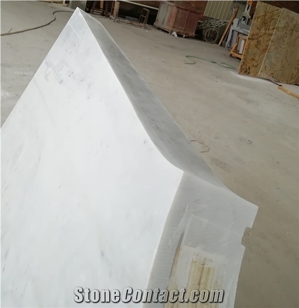 Plywood Backing Carrera White Marble Stair