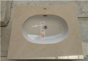 Polished Light Beige Marble Bathroom Vanity Top