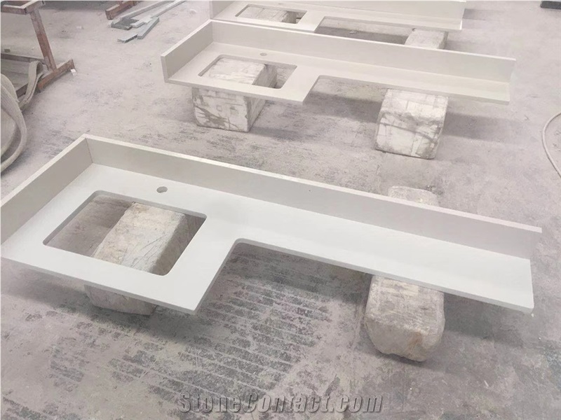 Pure White Quartz Countertops and Backsplash