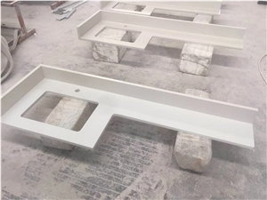 Pure White Quartz Countertops and Backsplash