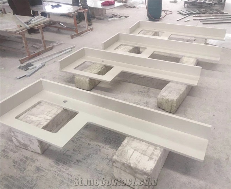 Pure White Quartz Countertops and Backsplash
