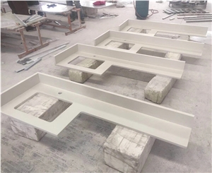 Pure White Quartz Countertops and Backsplash