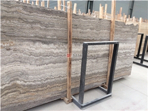 Silver Grey Travertine Slab Wall Cladding Tile