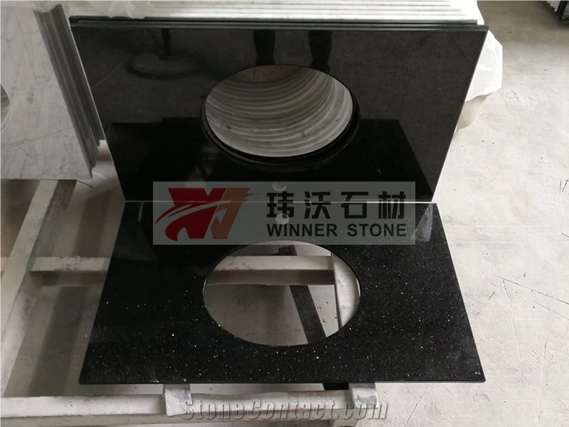 Solid Stone Nero Black Granite Bathroom Vanity Top