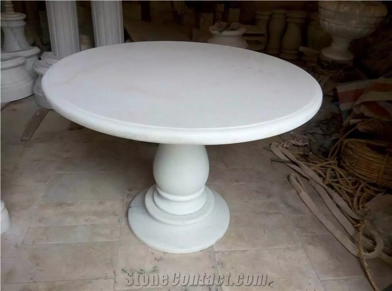 Table Sets in Guangxi White Marble Table Tops Legs