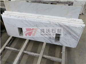 Volakas Semi White Marble Bathroom Countertops