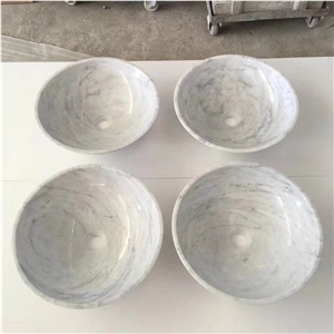 White Carrara Marble Round Sinks