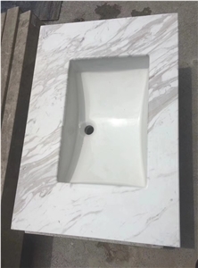 White Carrara Marble Round Sinks