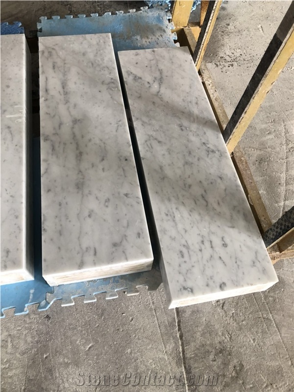 White Carrara Marble Spiral Starircase Step Tiles